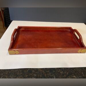 VINTAGE BOMBAY TRAY w BRASS CORNER ACCENTS